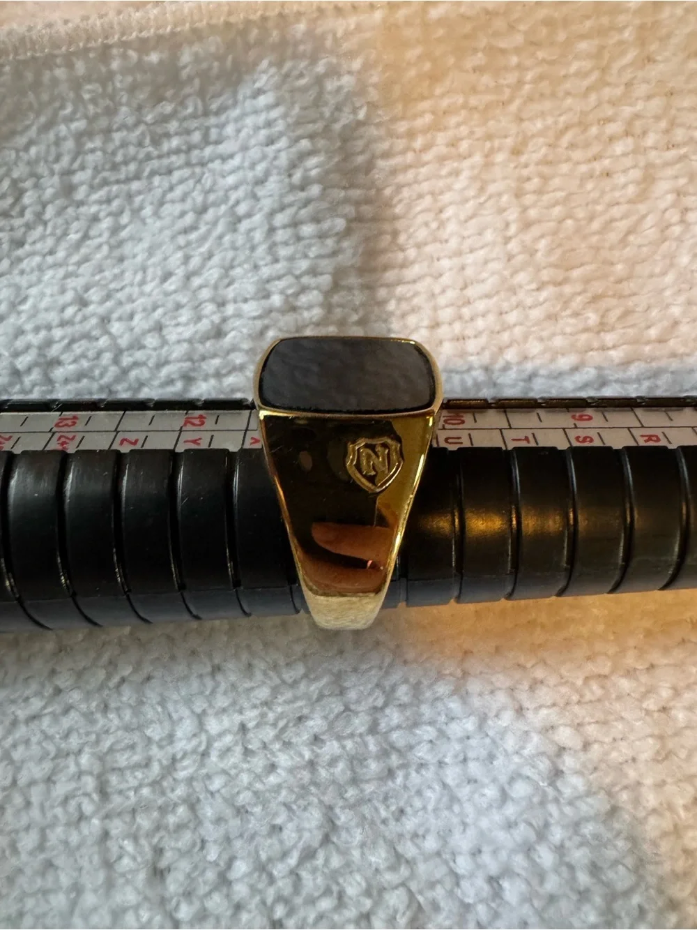 Men's Black Onyx Signet Ring with Gold-Tone Bezel